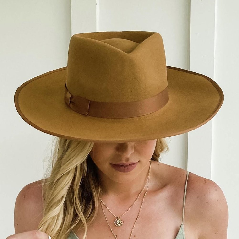 Tan Sueded Felt Fedora Hat